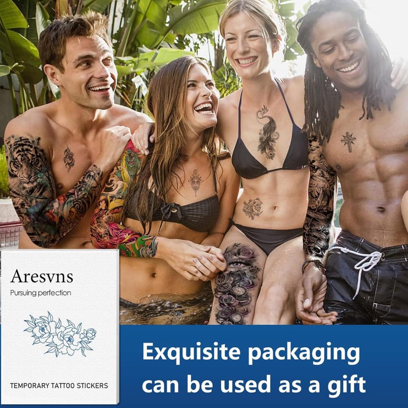 Aresvns Full Arm Temporary Tattoo for Women(L19â€œxW7â€) Sleeve Tattoo Flowers,Waterproof Realistic Fake Tattoo for BBQ Pool Beach Party - Image 4